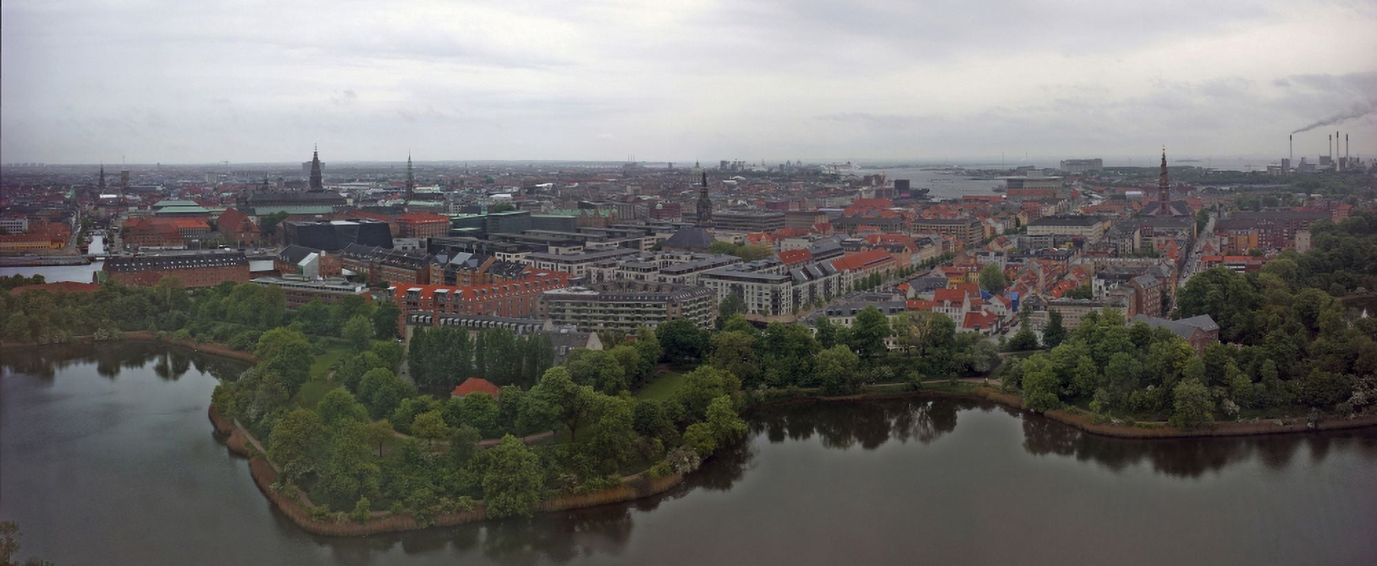 Aerial view of buildings in a city from Christianshavn Copenhagen Denmark Canvas Art - Panoramic Images (27 x 9)
