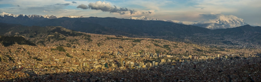 Aerial view of city El Alto La Paz Bolivia Canvas Art - Panoramic Images (36 x 12)