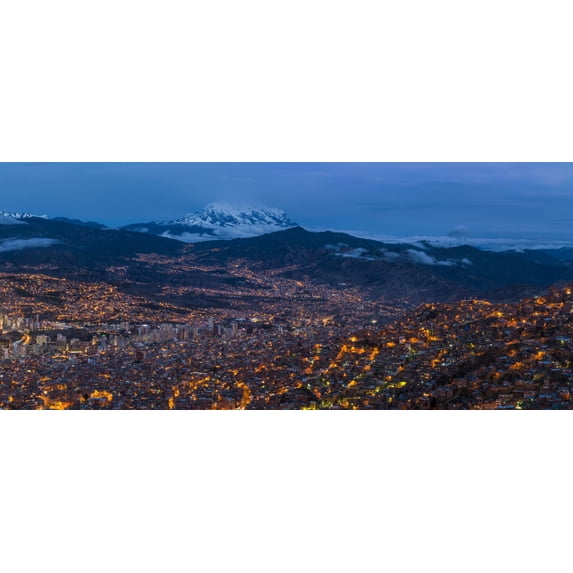 Aerial view of city at night, El Alto, La Paz, Bolivia Poster Print (36 x 12)