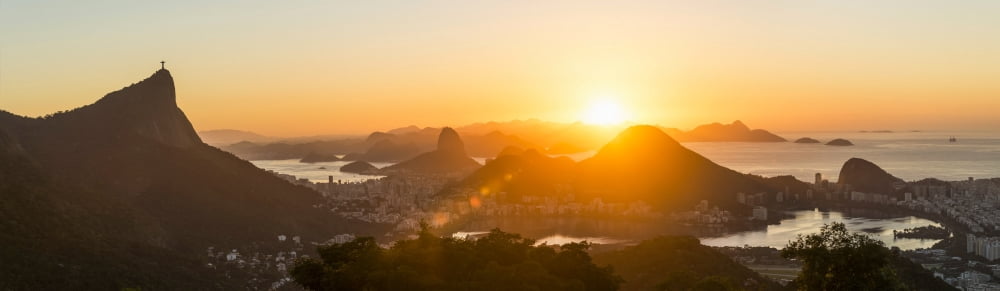 Aerial view of city from Chinese pavilion Rio de Janeiro Brazil Canvas Art - Panoramic Images (27 x 9)