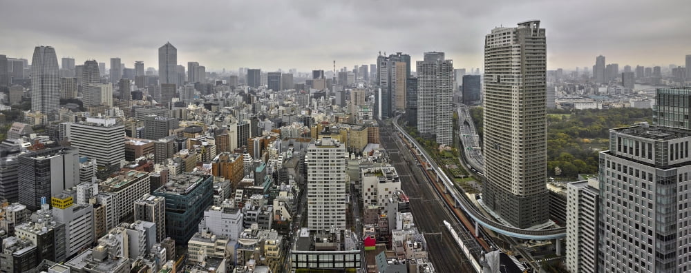 Aerial view of city from World Trade Center Tokyo Japan Canvas Art - Panoramic Images (27 x 9)