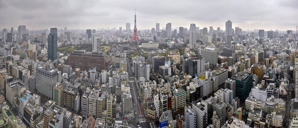 Aerial view of city from World Trade Center Tokyo Japan Canvas Art - Panoramic Images (36 x 12)