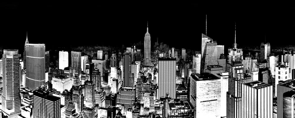 Aerial view of cityscape New York City New York State USA Canvas Art - Panoramic Images (12 x 30)