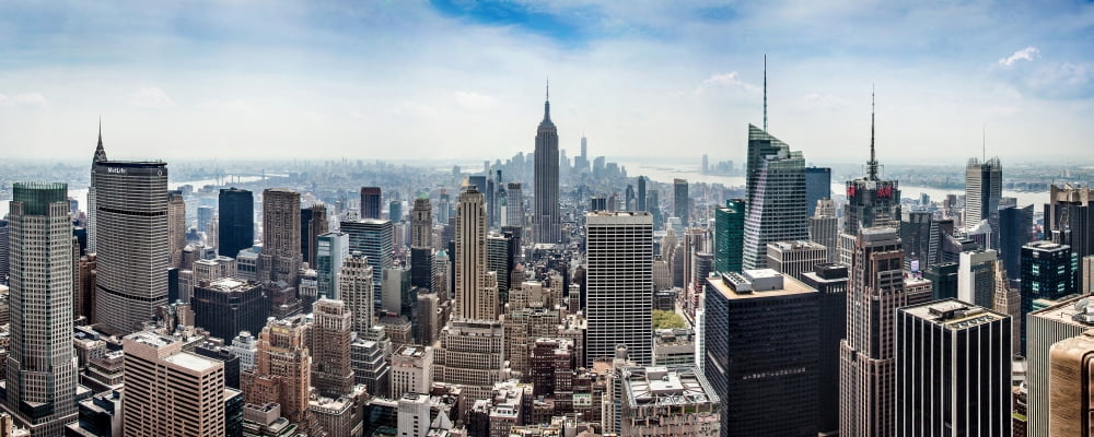 Aerial view of cityscape New York City New York State USA Canvas Art - Panoramic Images (6 x 15)