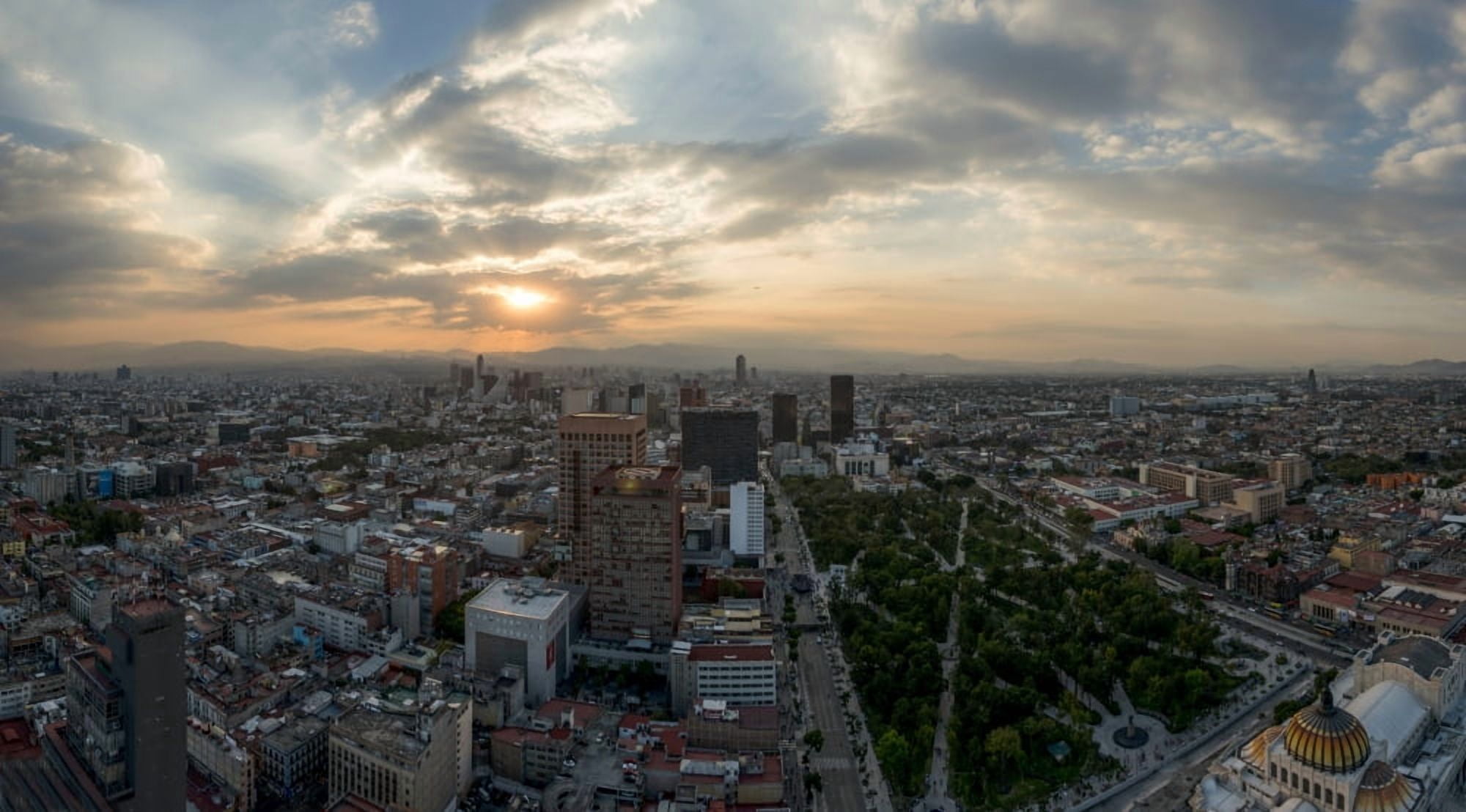 Aerial view of cityscape from Torre Latinoamericana Mexico City Mexico Canvas Art - Panoramic Images (36 x 12)