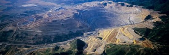 Aerial view of copper mines Utah USA Canvas Art - Panoramic Images (36 x 12)
