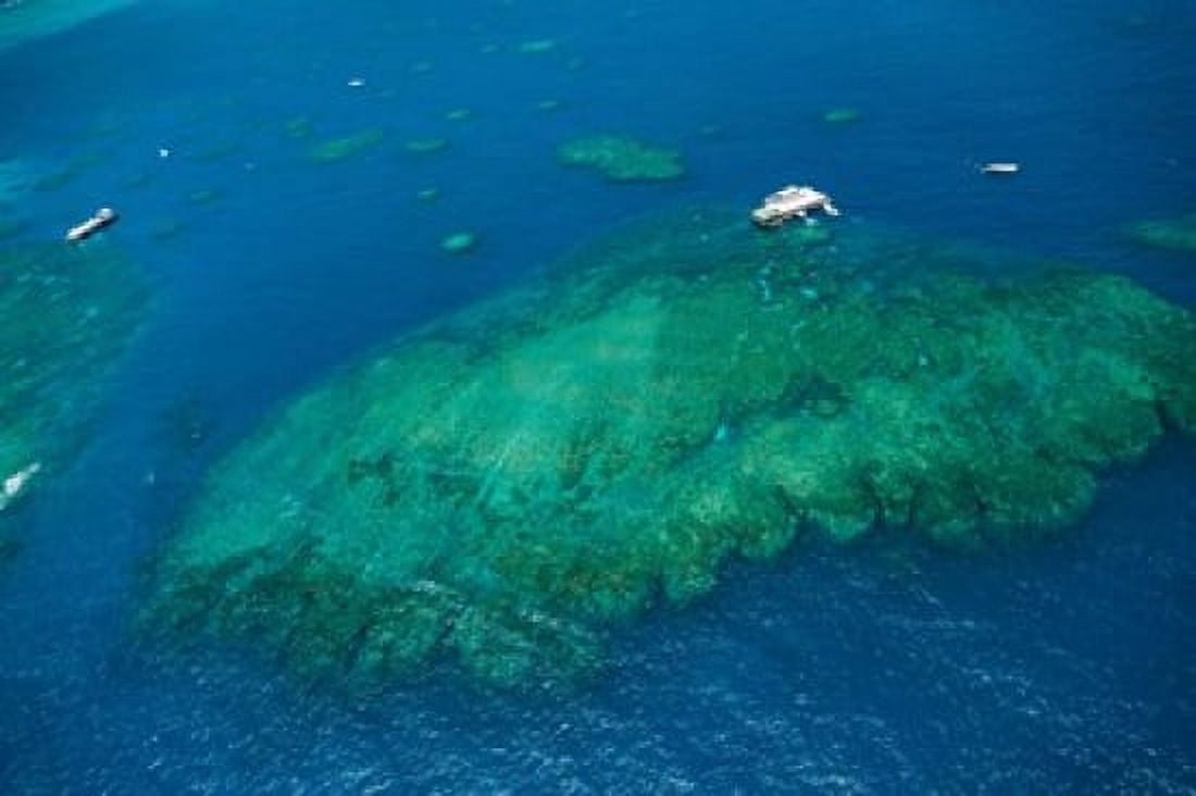 Aerial view of coral reef in the pacific ocean Great Barrier Reef Queensland Australia Canvas Art - Panoramic Images (36 x 24)