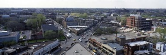 Aerial view of crossroad of six corners Fullerton Avenue Lincoln Avenue Halsted Avenue Chicago Illinois USA Canvas Art - Panoramic Images (36 x 12)