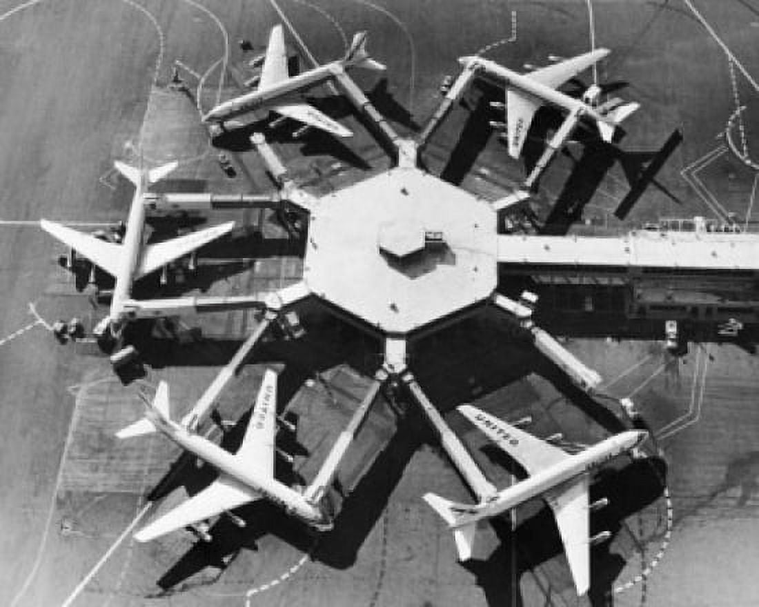 Aerial view of five airplanes at an airport San Francisco International Airport San Francisco California USA Canvas Art - (24 x 36)