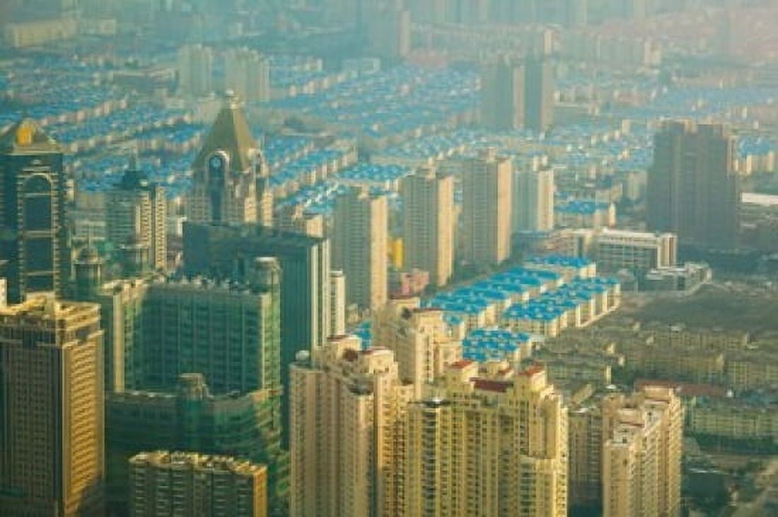 Aerial view of new Pudong district housing Shanghai China Canvas Art - Panoramic Images (36 x 24)