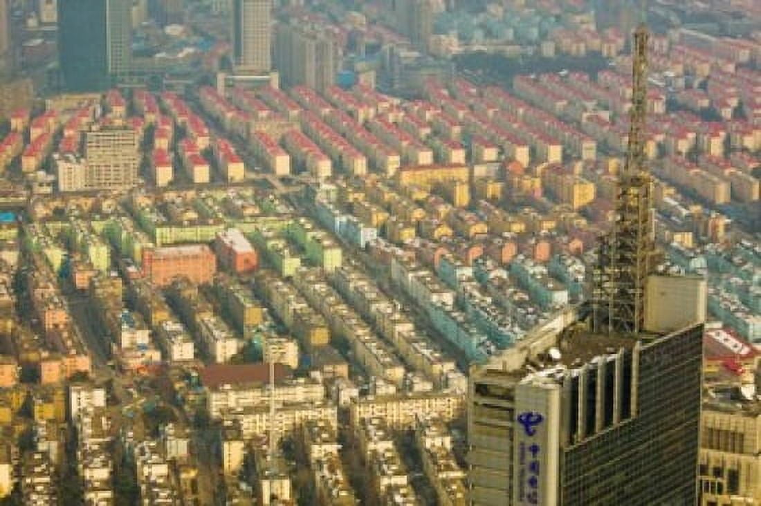 Aerial view of new Pudong district housing Shanghai China Canvas Art - Panoramic Images (36 x 24)