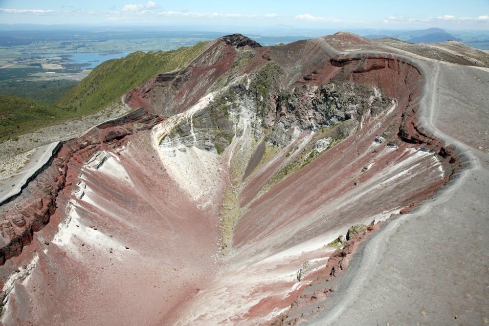 Aerial view of rhyolite dome complex Mount Tarawera volcano New Zealand Canvas Art - Richard RoscoeStocktrek Images (18 x 12)
