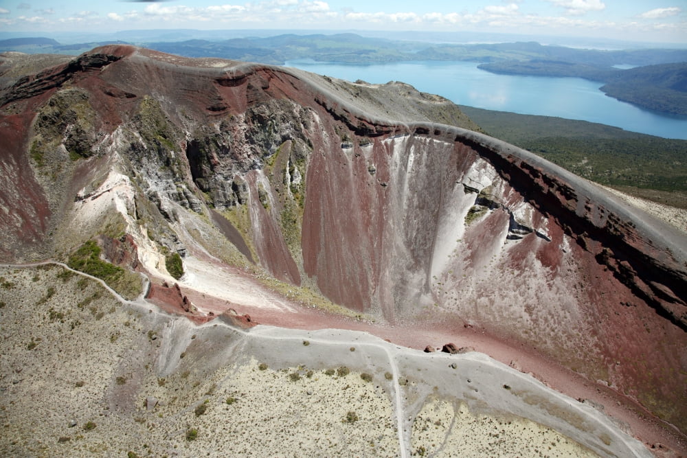 Aerial view of rhyolite dome complex Mount Tarawera volcano New Zealand Canvas Art - Richard RoscoeStocktrek Images (35 x 23)