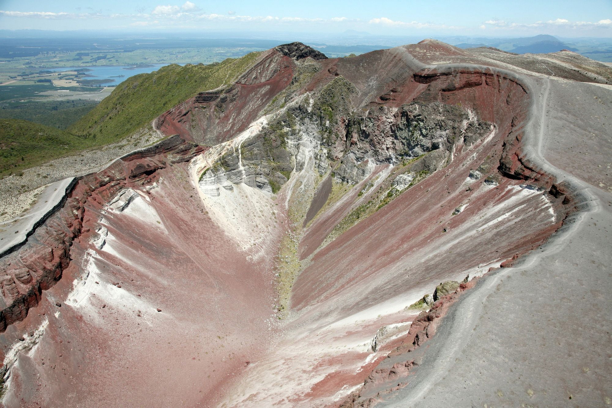 Aerial view of rhyolite dome complex Mount Tarawera volcano New Zealand Canvas Art - Richard RoscoeStocktrek Images (35 x 23)