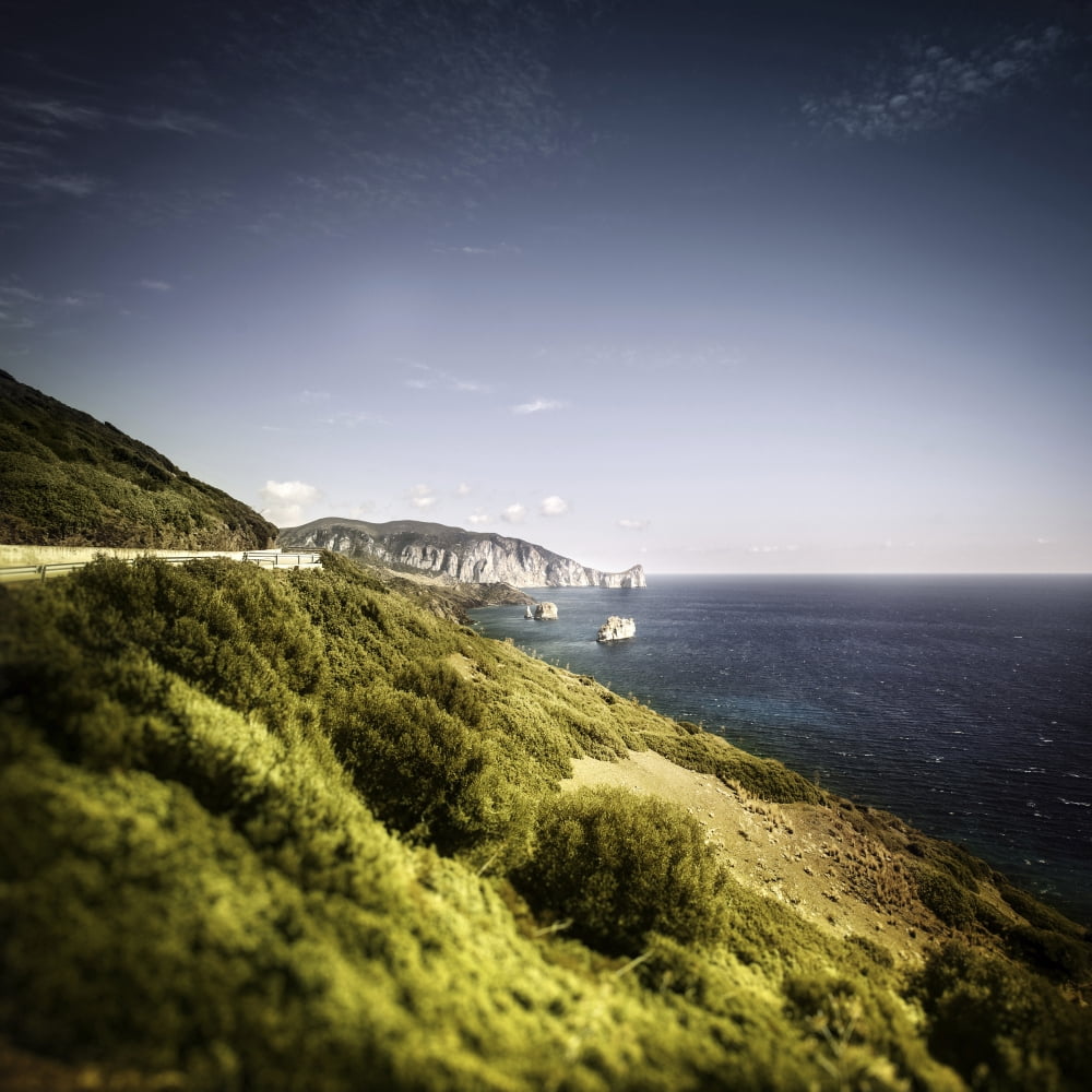 Aerial view of sea and mountains Nebida Sardinia Italy Canvas Art - Evgeny KuklevStocktrek Images (29 x 29)