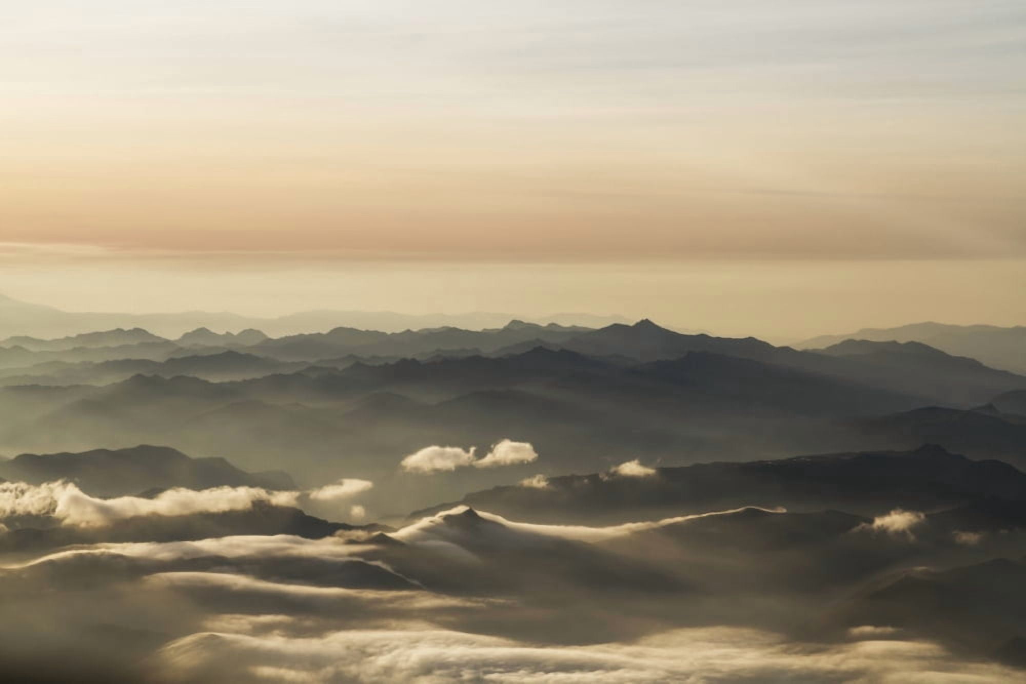 Aerial view of the Andes Mountains at dawn Ecuador Canvas Art - Peter Langer Design Pics (19 x 12)