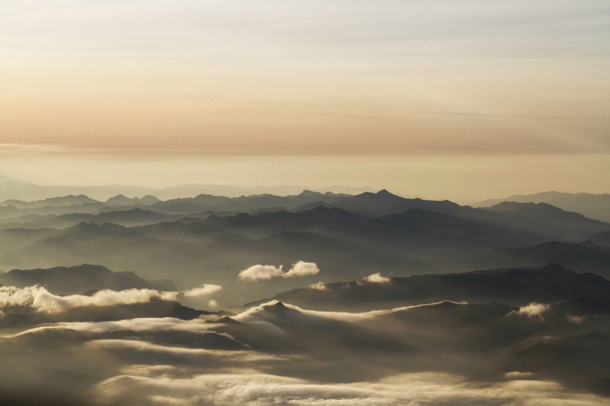 Aerial view of the Andes Mountains at dawn Ecuador Canvas Art - Peter Langer Design Pics (38 x 24)