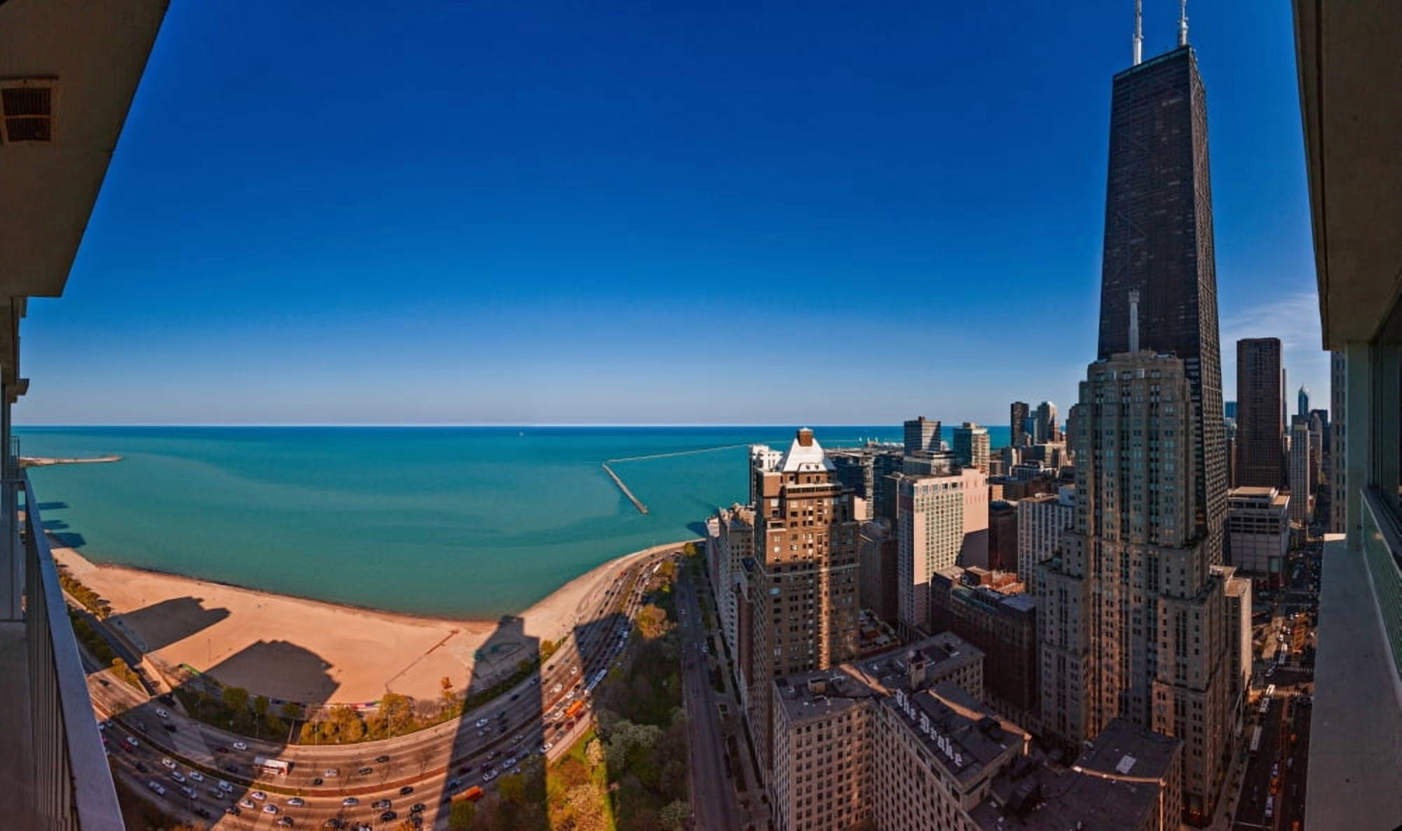 Aerial view of the Lake Shore Drive John Hancock Tower Lake Michigan Chicago Illinois USA Canvas Art - Panoramic Images (27 x 9)