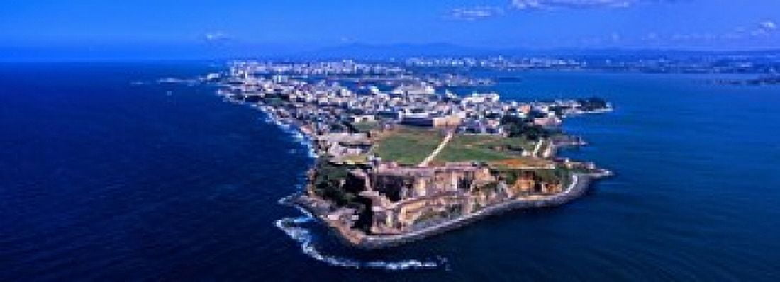 Aerial view of the Morro Castle San Juan Puerto Rico Canvas Art - Panoramic Images (36 x 13)