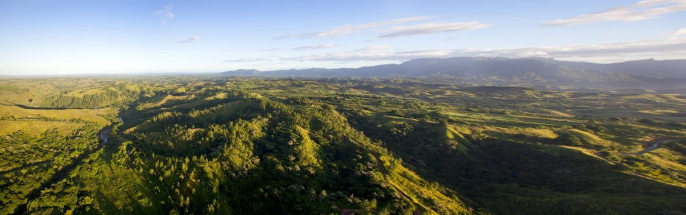 Aerial view of the Nadi River winding through the valley in Fiji Canvas Art - Michael WoodStocktrek Images (50 x 16)