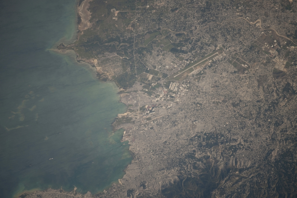 Aerial view of the Port-au-Prince area of Haiti Canvas Art - Stocktrek Images (35 x 23)