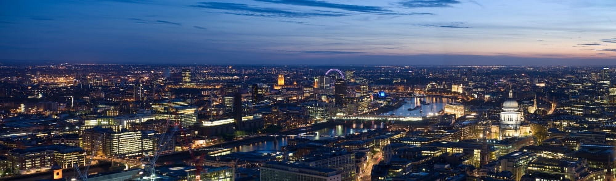 Aerial view of the city at dusk London England Canvas Art - Panoramic Images (27 x 9)