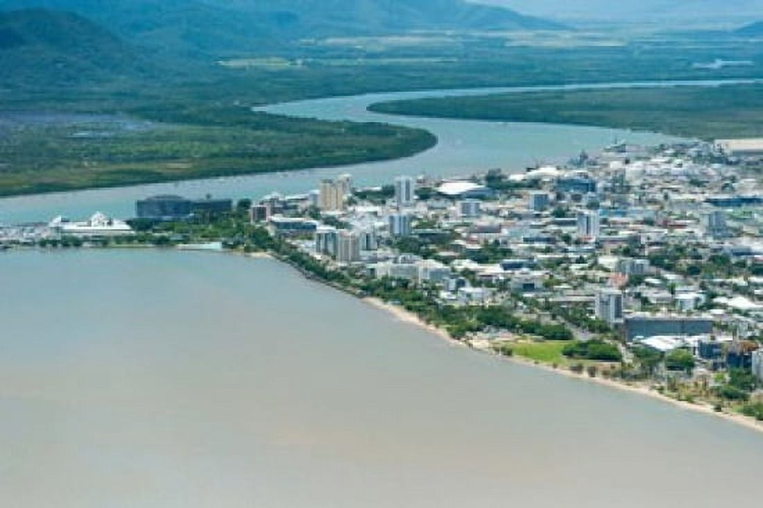 Aerial view of the city at waterfront Cairns Queensland Australia Canvas Art - Panoramic Images (36 x 24)