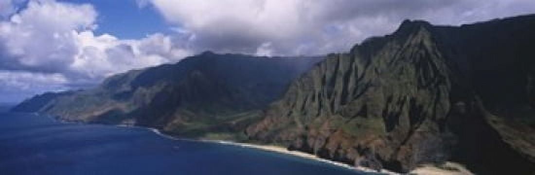 Aerial view of the coast Na Pali Coast Kauai Hawaii USA Canvas Art - Panoramic Images (18 x 6)