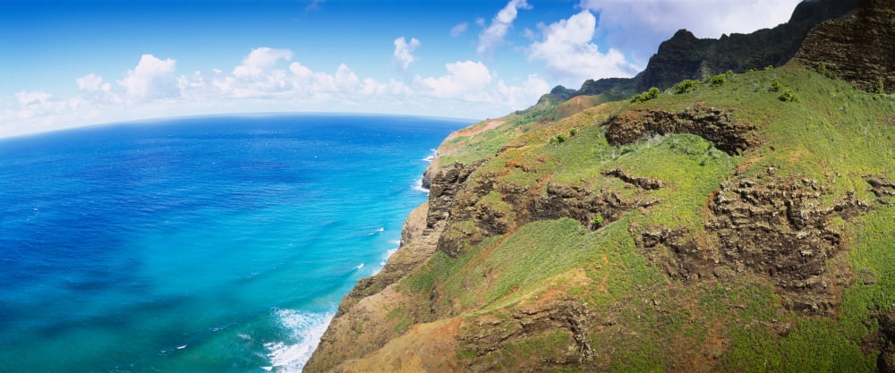 Aerial view of the coast Na Pali Coast Kauai Hawaii USA Canvas Art - Panoramic Images (36 x 12)