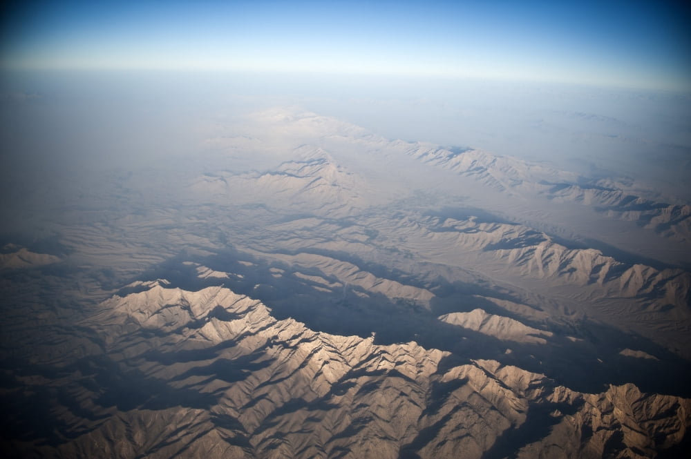 Aerial view of the mountainous landscape of Southern Afghanistan Canvas Art - Stocktrek Images (35 x 24)