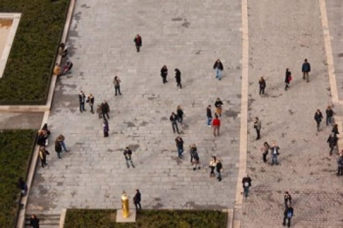 Aerial view of tourists viewed from Notre Dame Cathedral Paris Ile-de-France France Canvas Art - Panoramic Images (36 x 24)