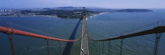 Aerial view of traffic on a bridge Golden Gate Bridge San Francisco California USA Canvas Art - Panoramic Images (36 x 12)