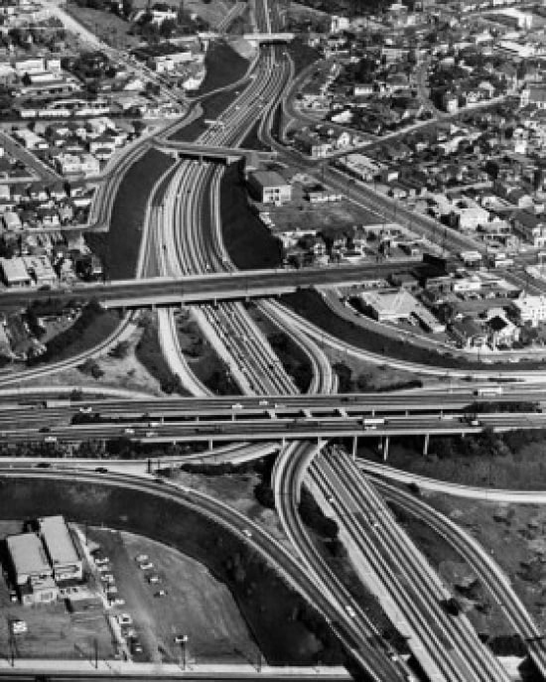 Aerial view of traffic on a highway Los Angeles California USA Canvas Art - (18 x 24)
