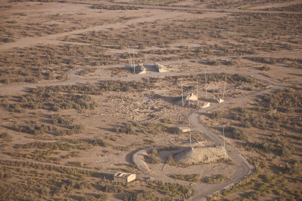 Aerial view of unknown Iraqi installations in northern Iraq Canvas Art - Terry MooreStocktrek Images (35 x 23)