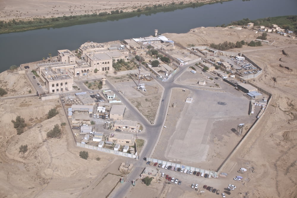 Aerial view of unknown forward operating base in Northern Iraq Canvas Art - Terry MooreStocktrek Images (18 x 12)