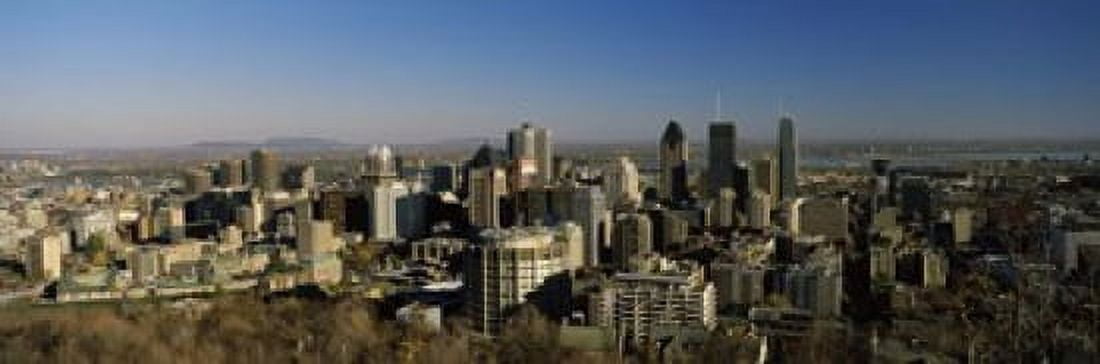 Aerial view of skyscrapers in a city from Chalet du Mont-Royal Mt Royal Kondiaronk Belvedere Montreal Quebec Canada Canvas Art - Panoramic Images (18 x 6)