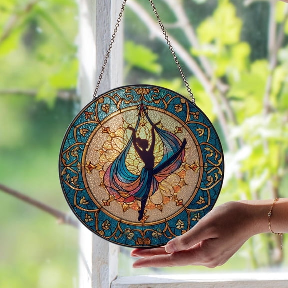 Aerialist Glass Suncatcher, Acrobat Circus Decor, Aerial Dance Art, 3.5 in