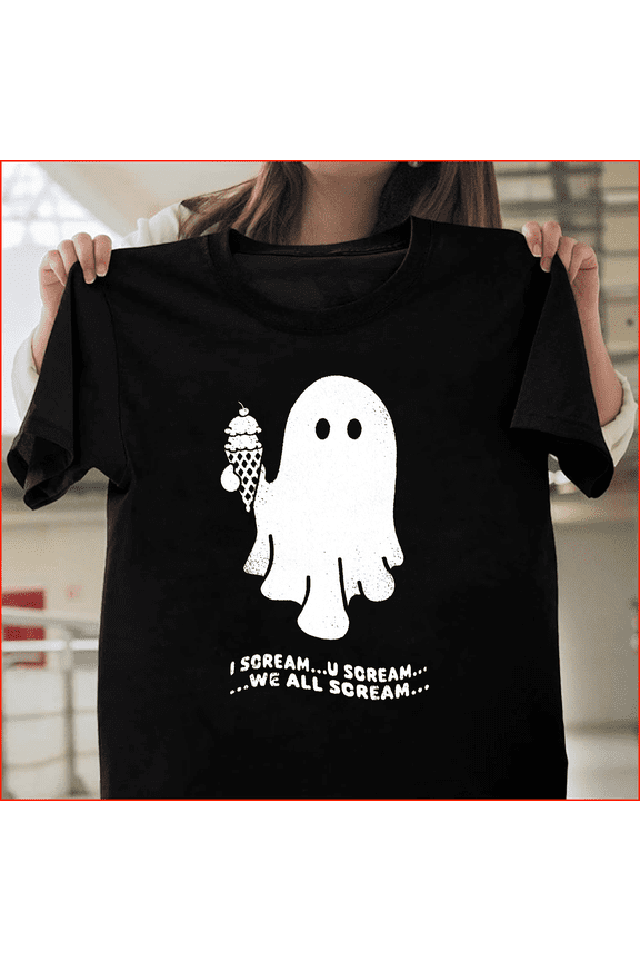 Aerie Halloween Big Chill I Scream For Ice Cream Funny Ghost H354 V90016 Unisex T-Shirt, Up to Size 5XL