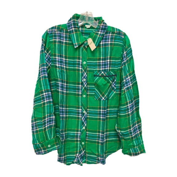 Aerie Women's Flannel Pijama Top Green Shirt, S
