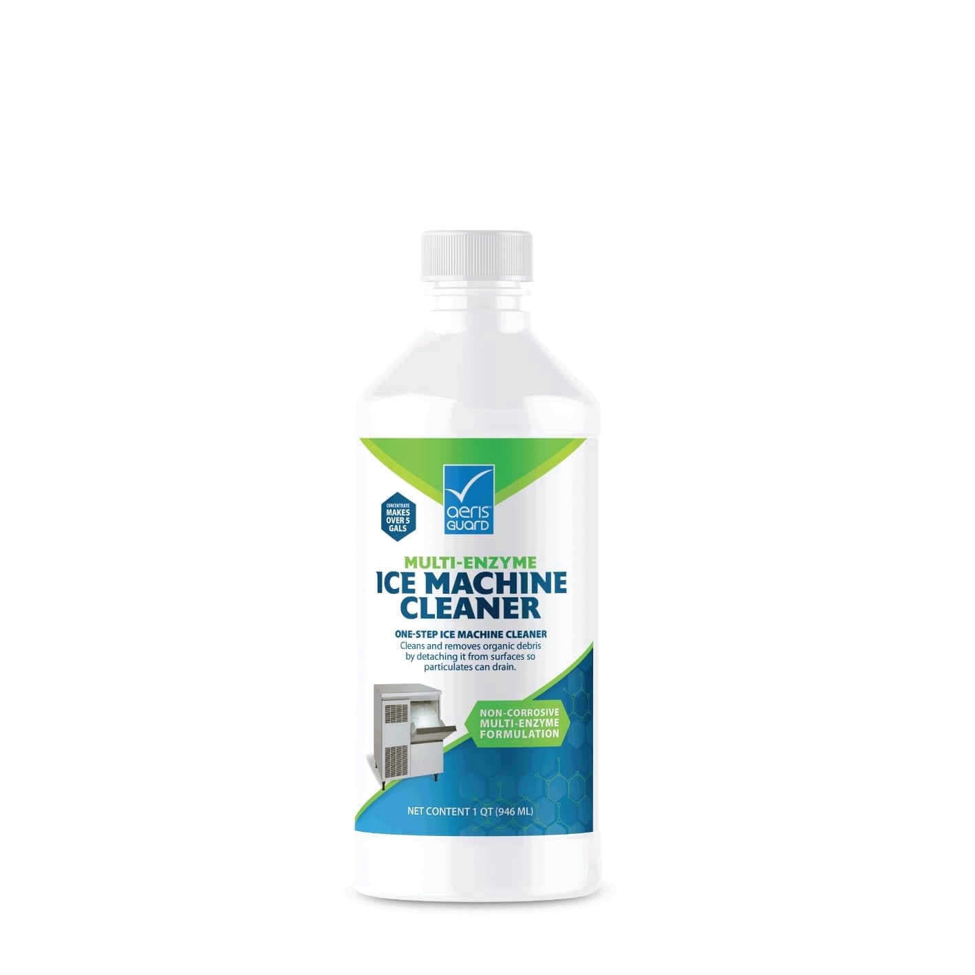 AerisGuard Multi-Enzyme Ice Machine Cleaner 1 Qt | One-Step Concentrate | Makes 12+ Gallons