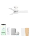 thumbnail image 1 of Aero 32in 3-Blade Smart Flush Mount Fan 2700K-6000K CCT Tunable Range LED Light Kit with Remote Control and White Hardware with Reversible Blades Natural Wood or White Works With iOS or Android App, 1 of 10