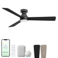 thumbnail image 1 of Aero 52in 3-Blade Smart Flush Mount Fan 2700K-6000K CCT Tunable Range LED Light Kit with Remote Control and Black Hardware with Reversible Blades Weathered Wood or Black Works With iOS or Android App, 1 of 10