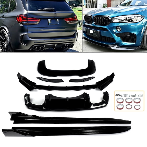 Aero Body Kit For BMW X5M F85 2014-2018 Gloss Black Front Spoiler Lip Rear Diffuser Roof Spoiler Side Skirts