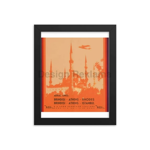Aero Espresso Italiana Airlines, Italy circa 1932. Framed Vintage Travel Poster