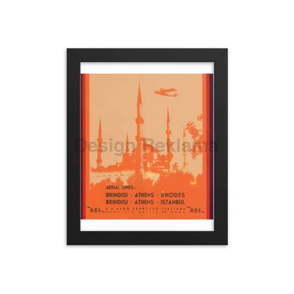 Aero Espresso Italiana Airlines, Italy circa 1932. Framed Vintage Travel Poster