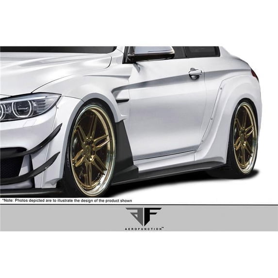 Aero Function 2014-2016 BMW 4 Series F32 AF-1 Wide Body Side Spliters - Signature Black - 2 Piece