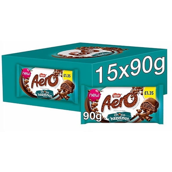 Aero Hazlenut Block 90g (pack of 15)