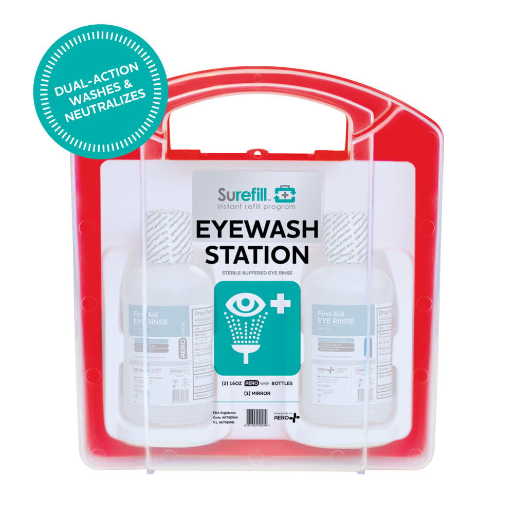 Aero Healthcare Surefill Portable All-In-One Eyewash Station Kit With Plastic Case