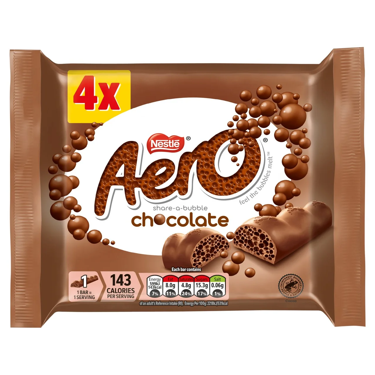 Aero Milk Chocolate 4 x 27g - Pack of 2