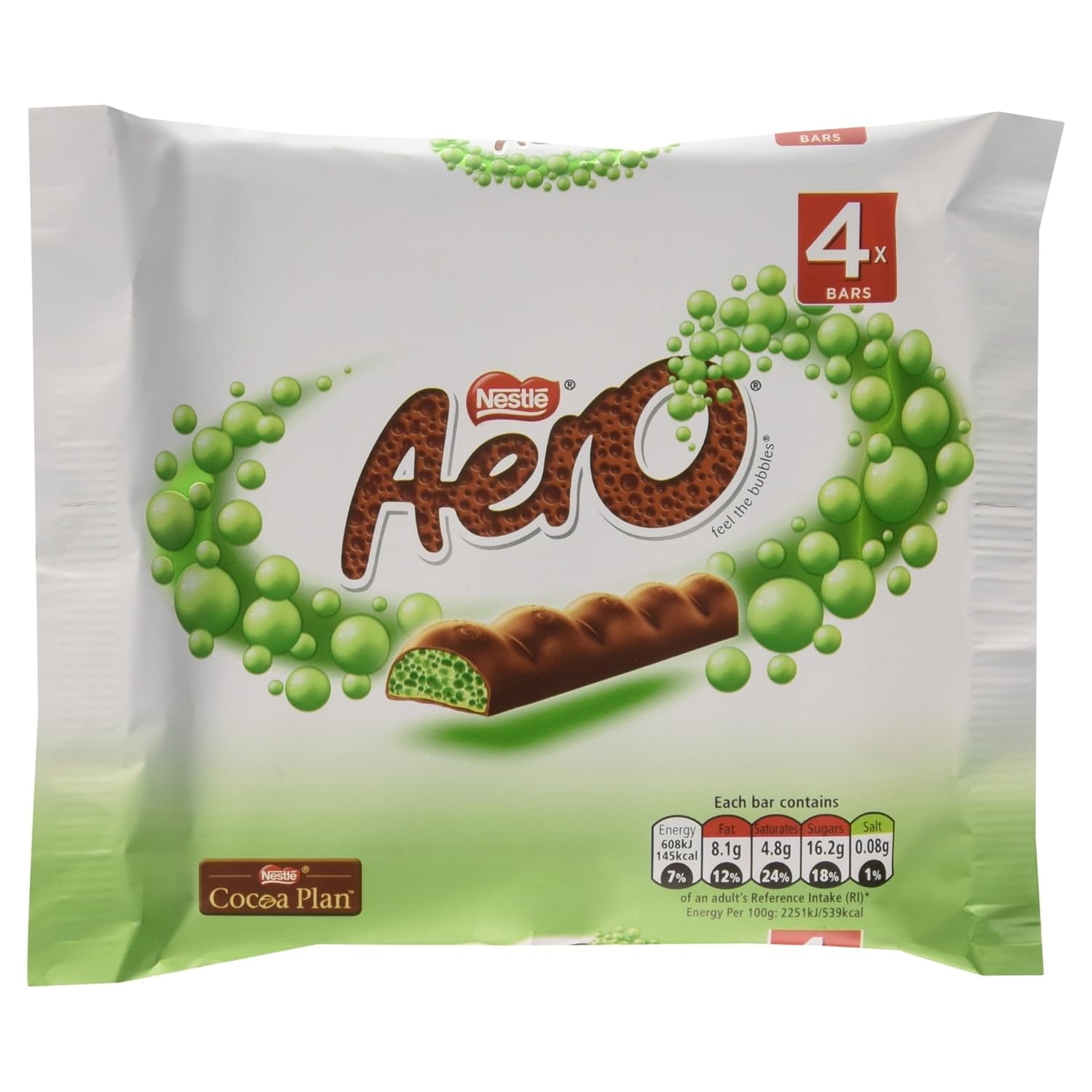 Aero Mint Chocolate Bubbly Bar 4 x 27g Pack - 3.8oz